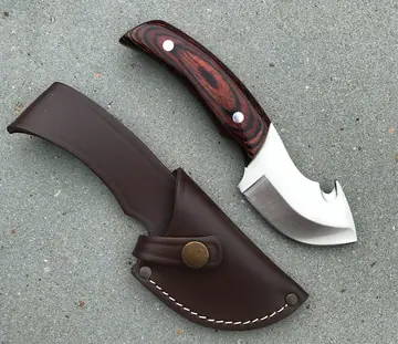 Cudeman Couteau de chasse Haakon avec bois stabilisé et crochet à éviscérer
