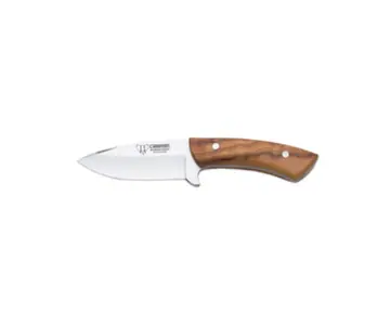 Cudeman Grand couteau de chasse Colibri avec bois d’olivier et étui en cuir