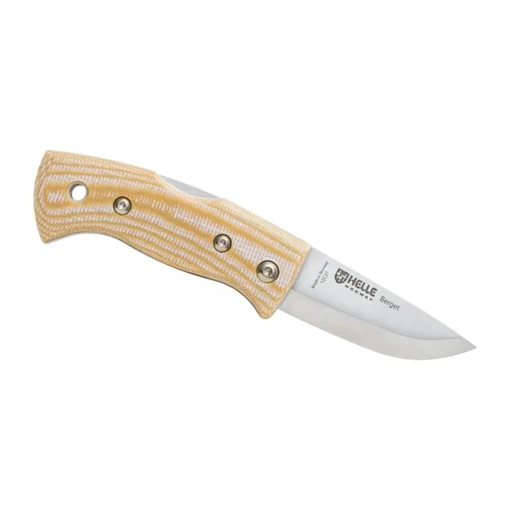 Helle Berget – Couteau en Canvas Micarta beige